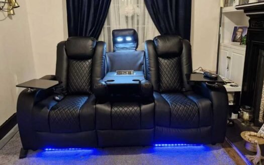 Forbes 2 Seater Electric Recliner Sofa in Black Aire Leather A Perfect Blend of Comfort and Style